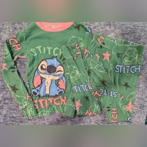 Disney Size 8 Stitch Green and Pink Pajama Set